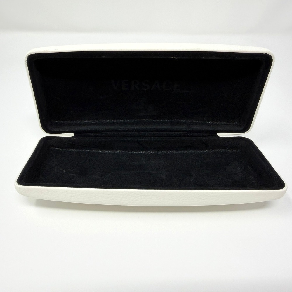 Versace Hard Shell Eyeglass Case White Leather Look Logo - Picture 7 of 10